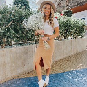 Free People Ribbed Midi Skirt